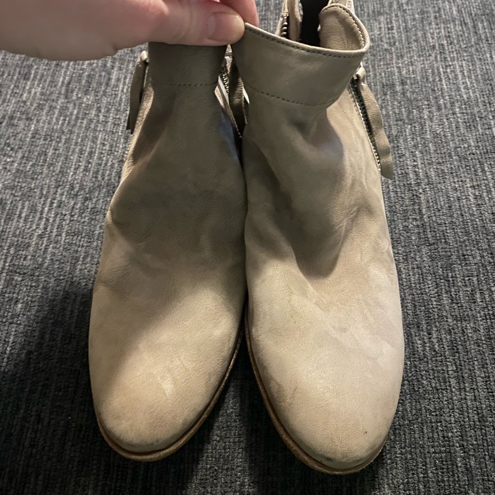Sam Edelman Packer Taupe Grey Putty Leather Ankle Booties Women’s Size 10.5